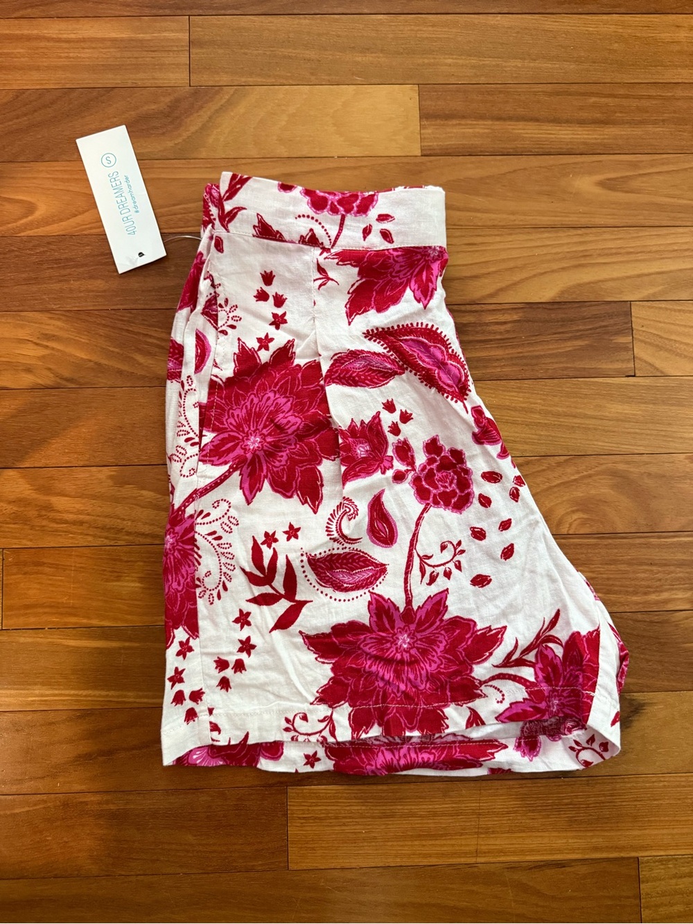 High-Waist Floral Pink and White Women's Shorts